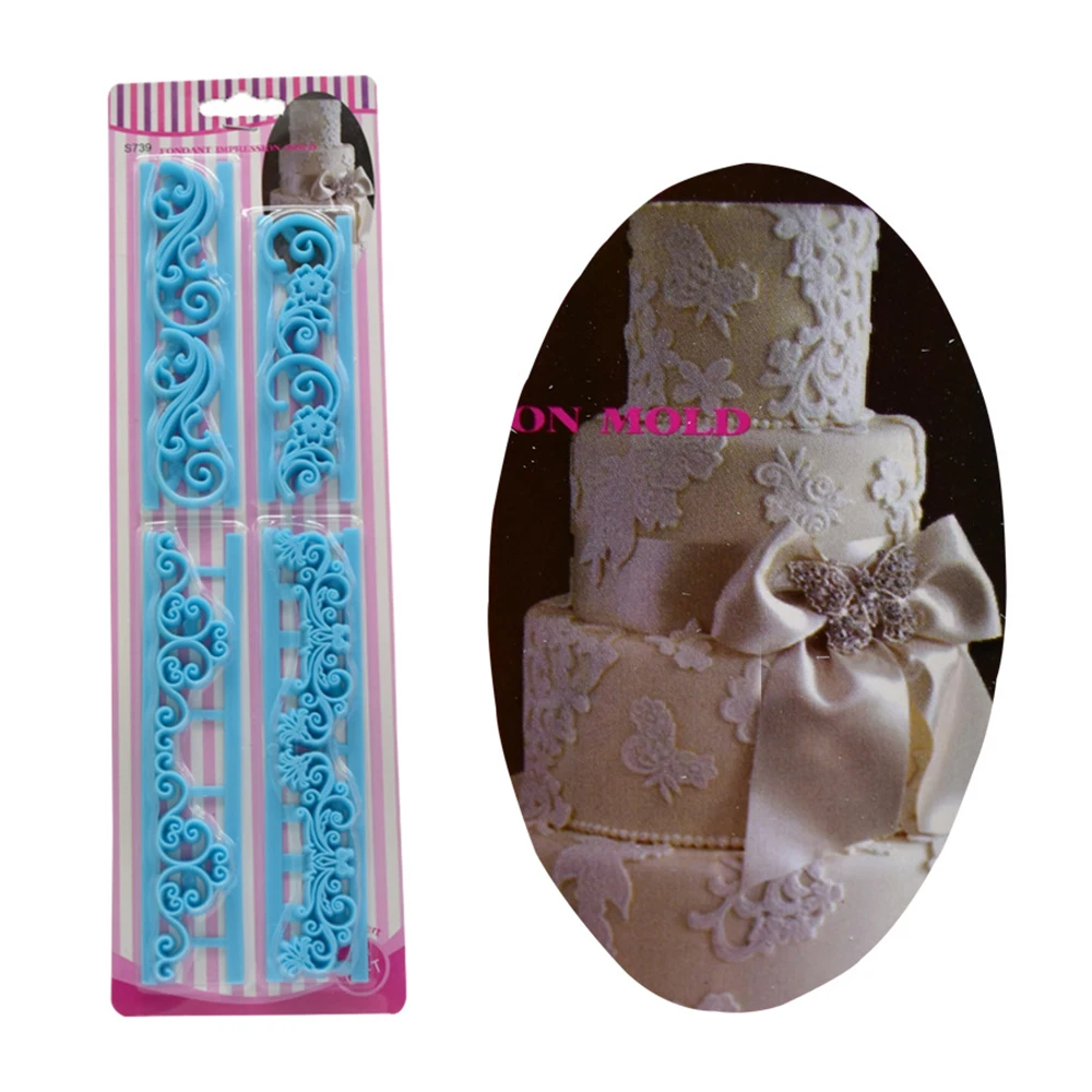 4 шт. Сахарный цветок форма для резки помадки подарок кружевная резак Сахарная
