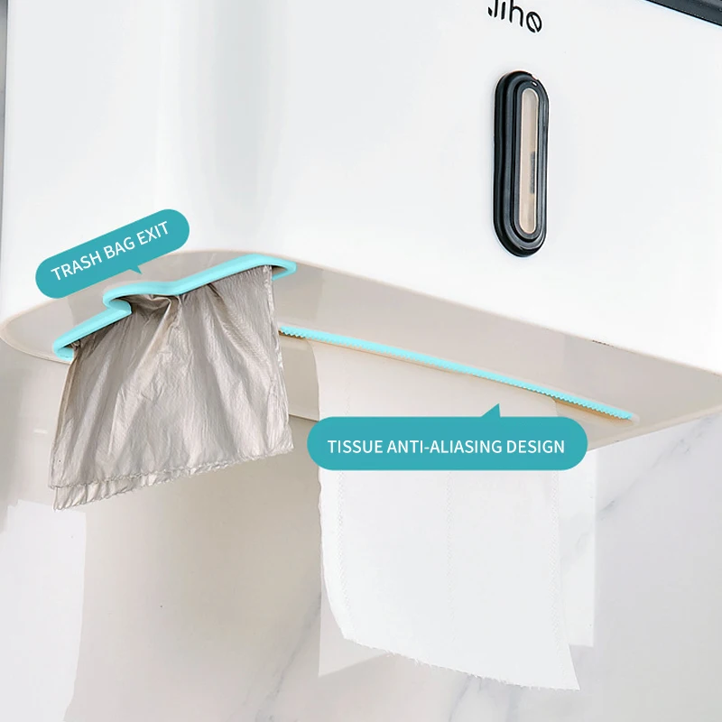 

Wall Mounted Double Layer Tissue Box Large-capacity Toilet Paper Box Napkin Storage Box Punch Free Household Tissue Container