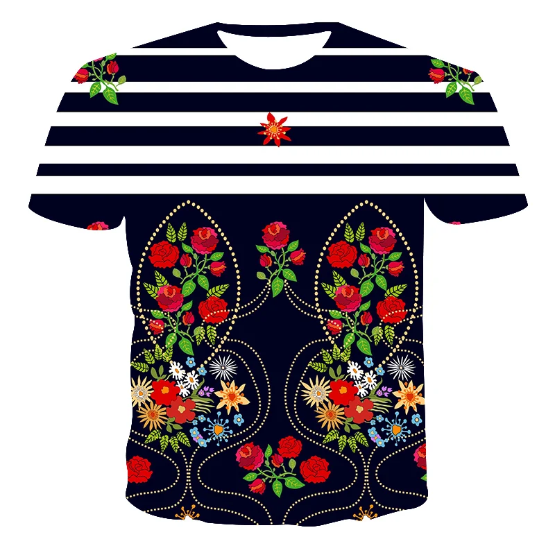 

New Summer 2021 Anime 3DPring T-Shirt Flowers Men's Short Sleeve Game Casual Fashion Large Size Tops Tee 110-6XL Customizable