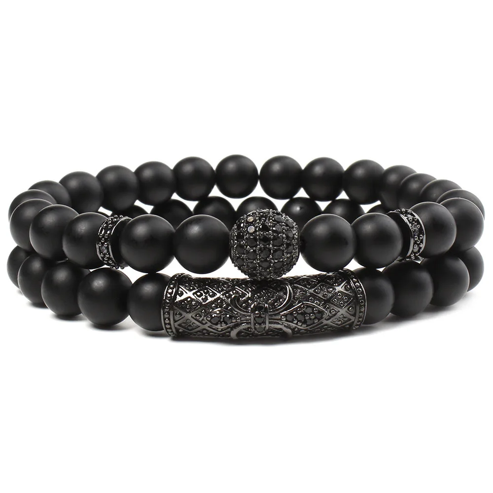 

European And American Fashion Micro Diamond Inlaid Ball Frosted Beads Multi-layer Copper Pipe Accessories Stone Couple Bracelet