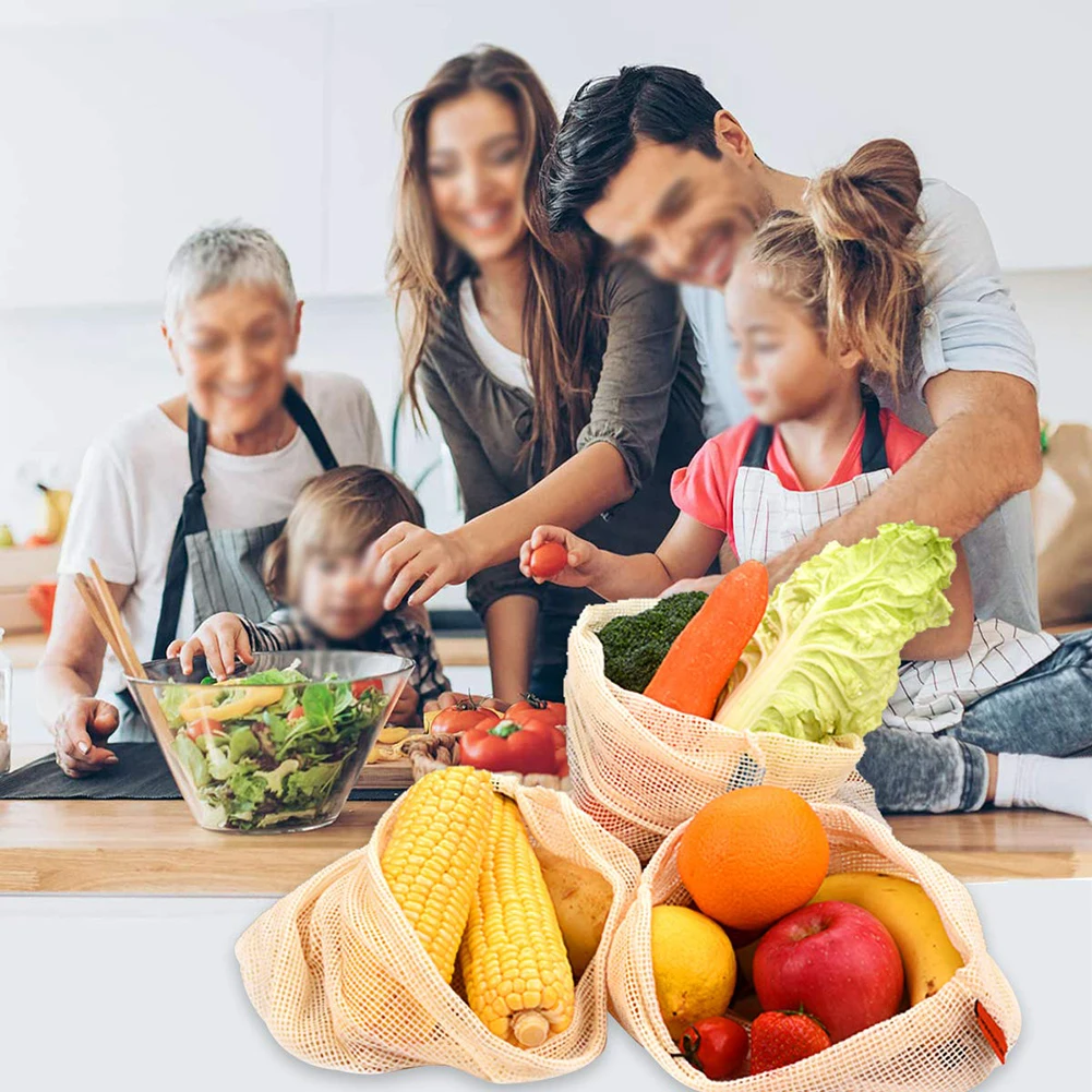 Многоразовая Сетчатая Сумка для шопинга сумка хранения продуктов фруктовые