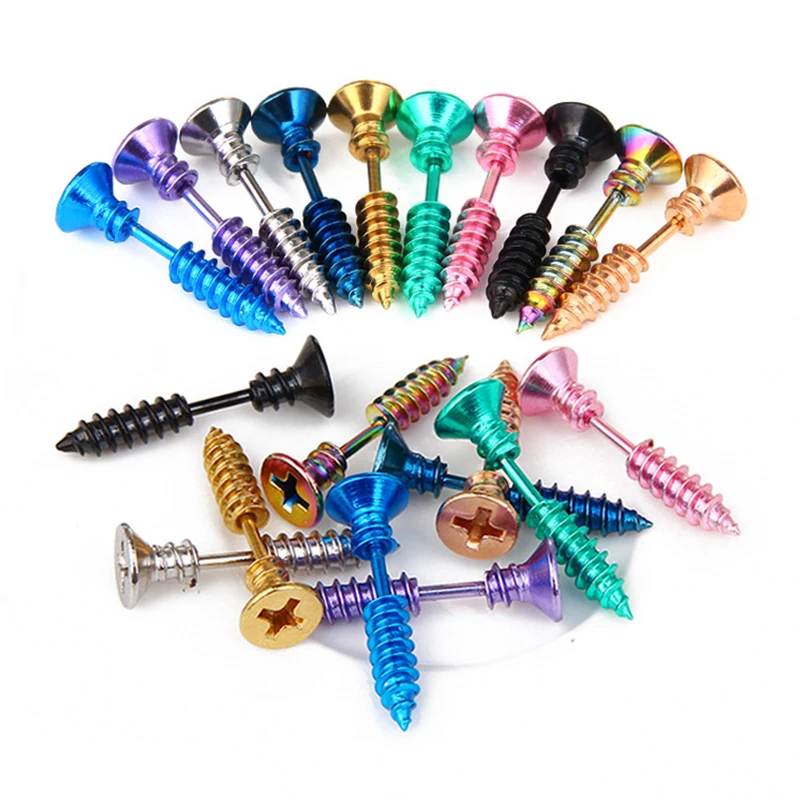 Серьги гвоздики из нержавеющей стали для пирсинга унисекс винтовые украшения