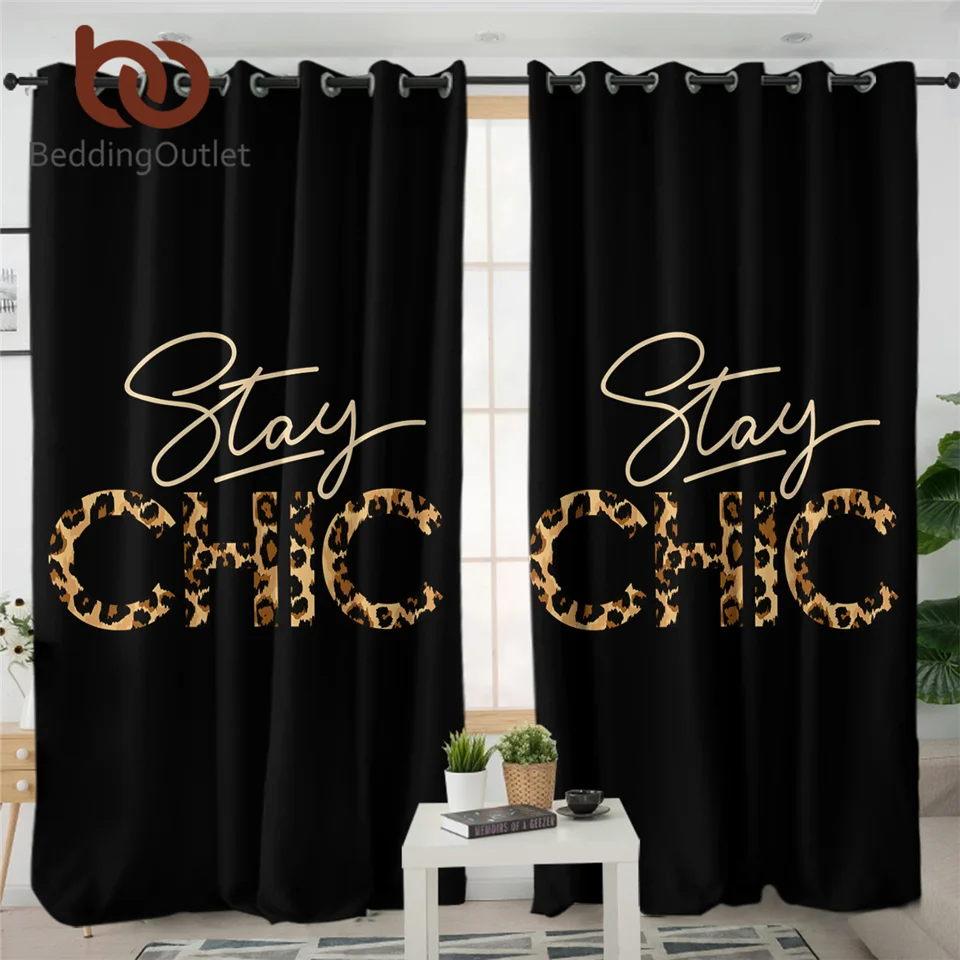 BeddingOutlet Stay Chic занавески для спальни модные окон с леопардовым принтом черные