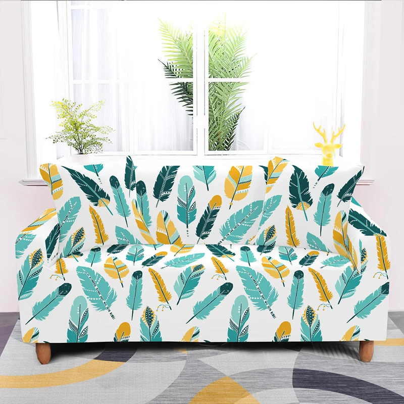 Полноразмерный чехол для дивана с цветными перьями эластичные чехлы мебели