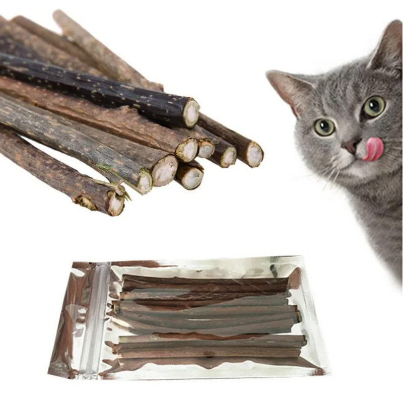

10pcs/lot Pure Natural Catnip Stick Pet Cat Molar Toothpaste Silvervine Actinidia Fruit Matatabi Cat Toys for Cleaning Teeth