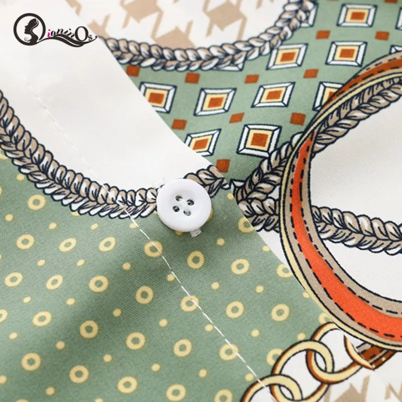 

Women Vintage Long Sleeve Blouse Fashion Print Lapel Shirt Loose Single-breasted Simple Ladies Tops