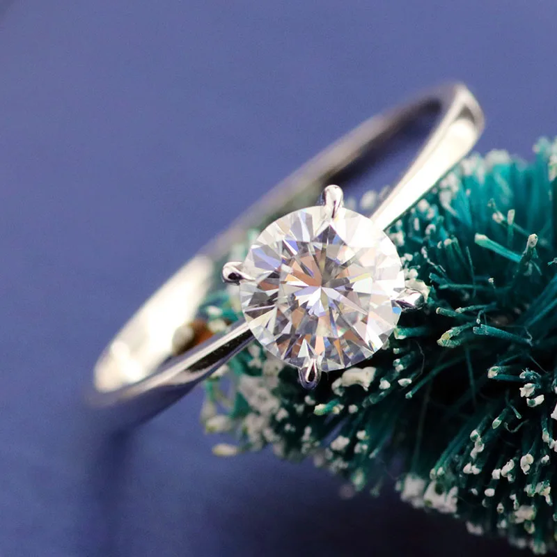 10k белое золото 2ct 8 мм бриллиантовая огранка D Цвет Moissanite Классический 4 зубца обручальное кольцо с камнем предложение и кольцо на головщину