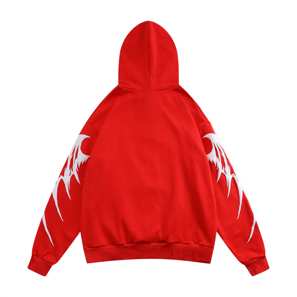 

SEVEYFAN Men's Skeleton Skull Foam Sweatshirt Hoodie Streetwear Hip Hop Oversize Pullover Sweatshirt for Male