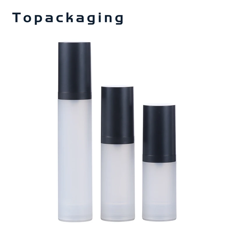 frosted black Travel Serum Toner Pump Bottle Airless Sterile Matte Lotion Foundation Dispenser Bottles 20ml 30ml 50ml