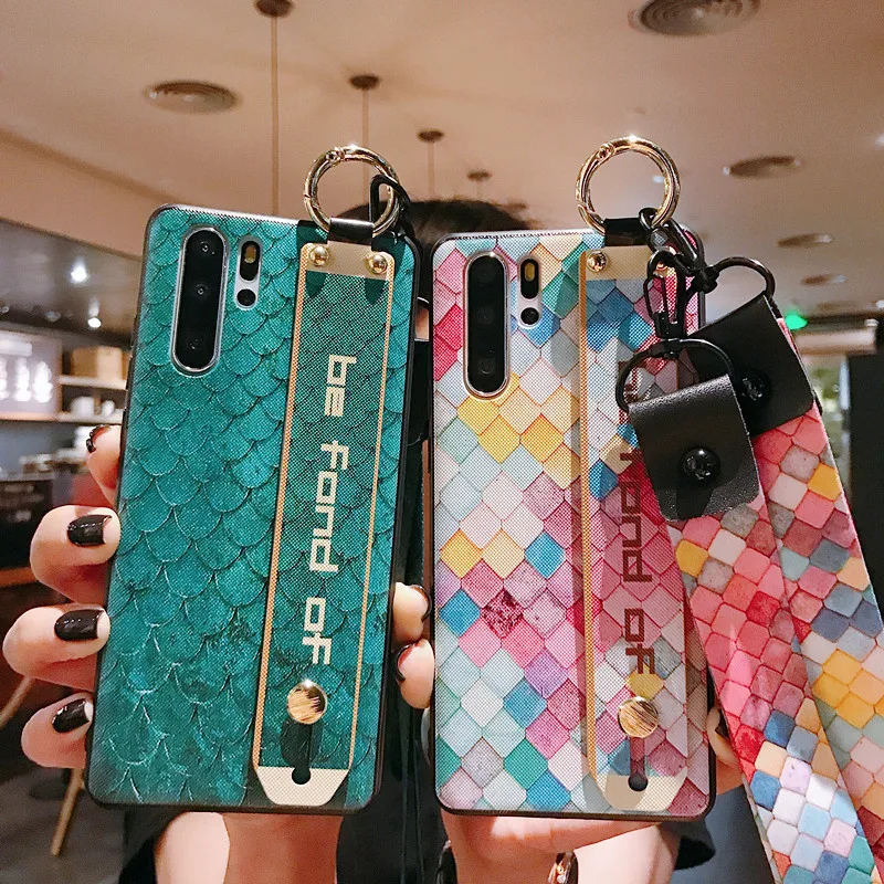 Рыбий чешуя шеи ремешок Стенд чехол для huawei P30 P20 Lite mate 20 Pro 10 Nova 3e 4e 5 5i Honor 9x V20 8X