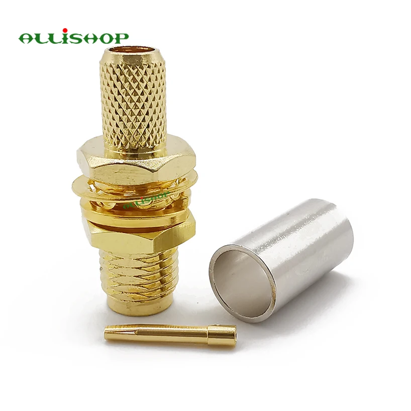 Гнездовой разъем SMA радиочастотный коаксиальный с обжимом гайки для RG58 RG142 LMR195