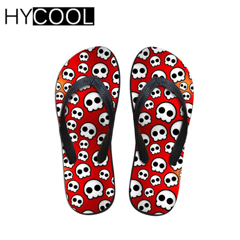 Hycool/шлепанцы в стиле панк с 3D принтом черепа; летние мужские пляжные вьетнамки; мужские резиновые повседневные уличные классные мужские резиновые шлепанцы; - Цвет: C0752AB