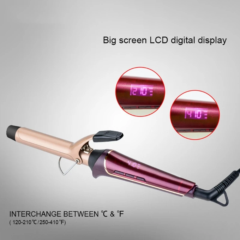 

25mm Cone Barrel Curling Electric Hair Curler PTC Fast Heating LCD Display Adjustable Temperatures Styling Tool for Salon Home U