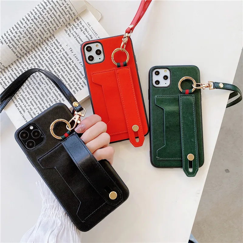 

Lanyard Card Pocket Kickstand PU Leather Mobile Phone Case Cover for iphone 13 pro max 7 8 plus x xr
