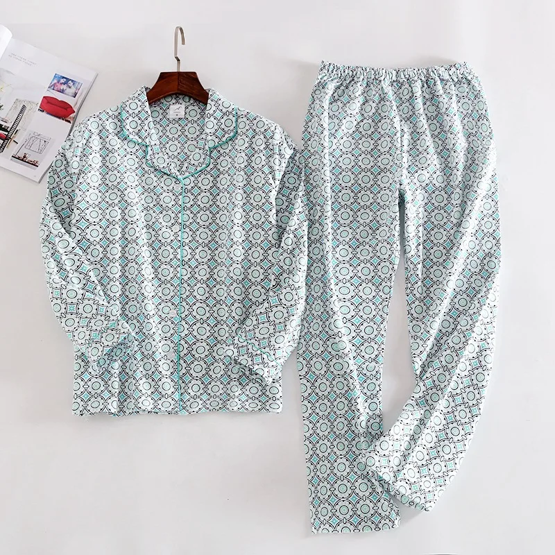 

100% Cotton Long Sleeve+Long Pants Pajamas Sets Women's Autumn Winter Sleepwear Pyjamas Femme Cartoon Print Pijamas Nightwear