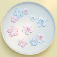 self adhesive new flower embroidery ironing patches for clothing sew iron on clothes sticker pink blue cherry blossoms appliques