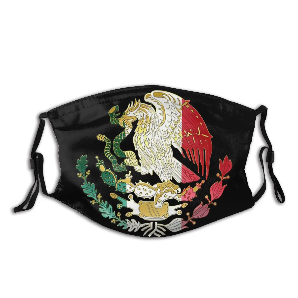 

Mexico Coat Of Arms Non Disposable Trendy Mouth Face Mask Anti Haze Dustproof with Filters Polyester Protection Cover Respirator