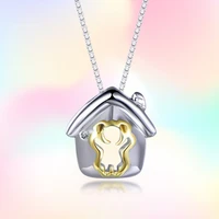 tkj 2021 new net red small house diamond cartoon necklace female sterling silver simple and cute clavicle chain niche sense