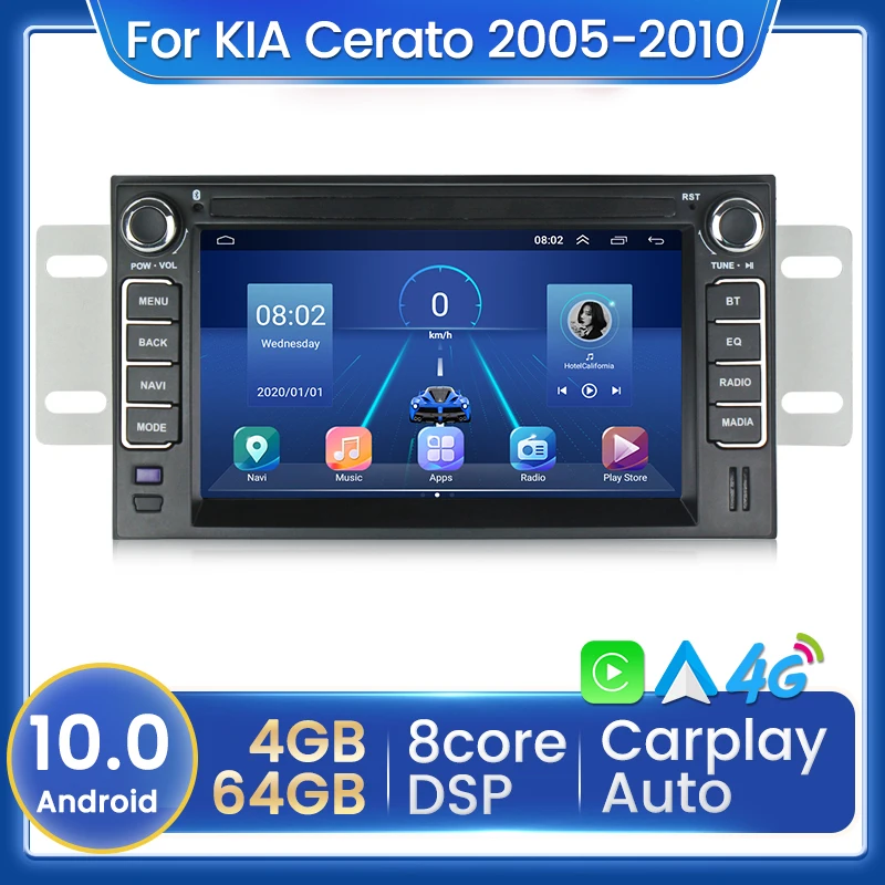 

MEKEDE 4G+64G 7" Android 10 Car DVD Player For KIA Cerato 2005-2010 Car Radio GPS Navigation WIFI DSP carplay Player 2din NODVD