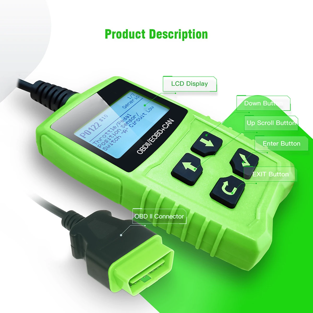 Диагностическое устройство с ЖК-дисплеем для JD101 OBDII EOBD 2 4 дюйма сканер кода OBD