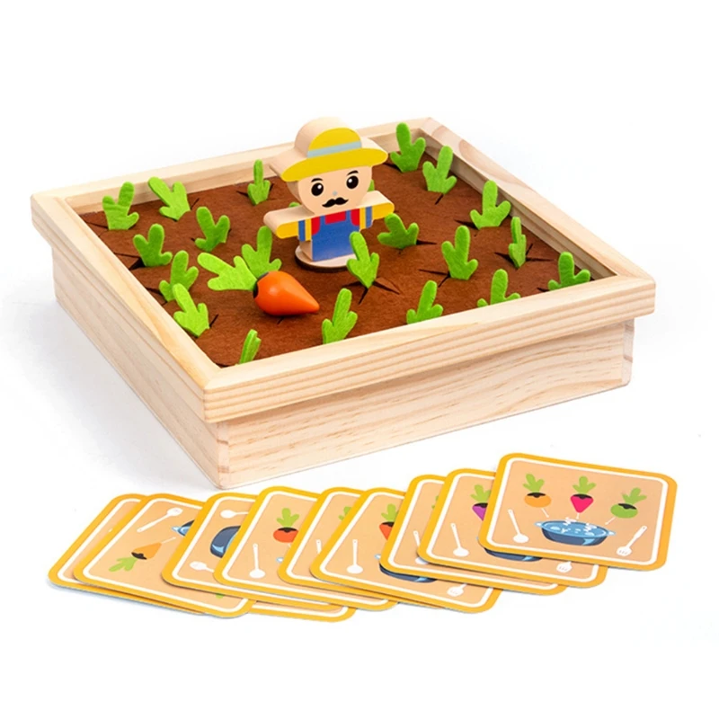

Presents for Toddler Cognition Ability Accessories Funny Interactive Tool Pulling Carrot Wooden Toy K3NE