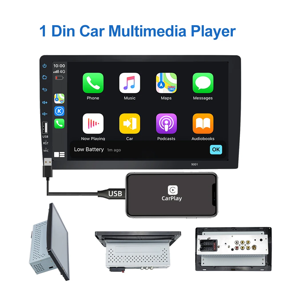 

1 Din car radio multimedia video player with Android phone and iphone mirror link carplay For Nissan kia Toyota rav4