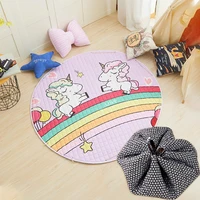 1 5m unicorn round storage organizer quick storage large basket bag for kids room collapsible toy chest 59 play mat activity