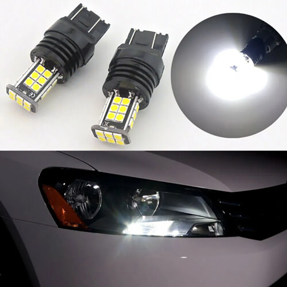 

2pcs Error Free Xenon White 6000K LED Daytime Running Light DRL Bulbs 7440 7444 992A 7443 T20 Car Lights