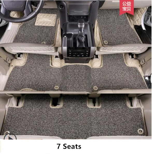 7 Seats Коврики для Toyota LAND CRUISER PRADO 150 2010- 5 и 7 мест коврики для ног Шаг коврик вышивка кожа провода катушки 2 слоя - Название цвета: 7 Seats