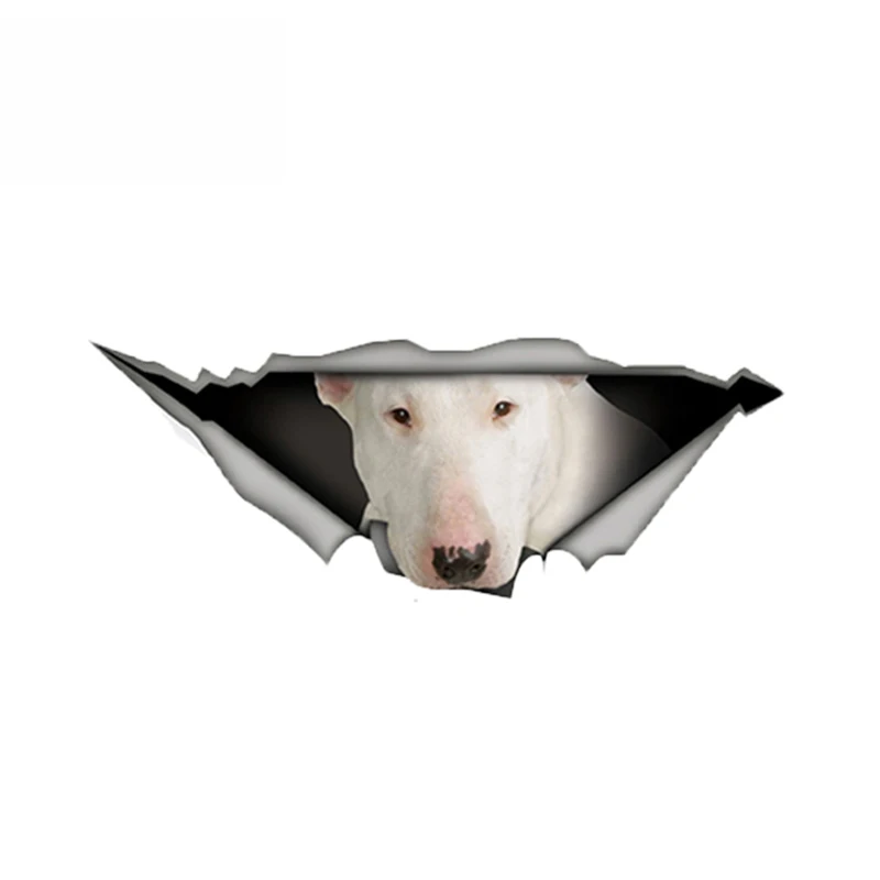 

SZWL Creative White Bull Terrier Car Sticker 3d Torn Metal Decal Waterproof Reflective Stickers Animal Dog Decal Vinyl,13cm*4cm