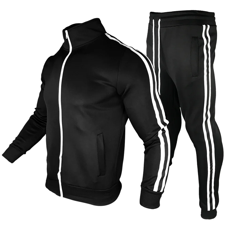 

Men's Spring And Autumn 2-piece Zipper Stand-up Collar Shirt + Pants Casual Sportswear Men's Sportswear Gym Running Clothes
