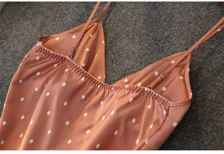 

Pink 3PCS Pajamas Suit Women Nightwear Print Polka Dot Casual Spring Autumn New Sleep Set Intimate Lingerie Sexy Home Clothing