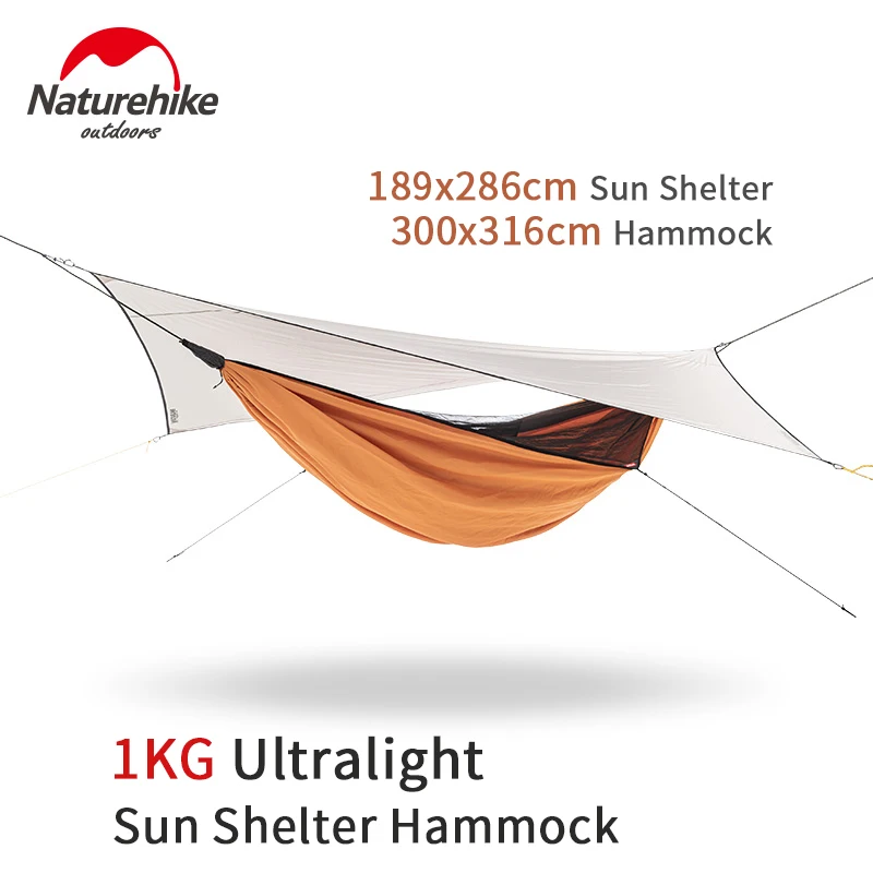 

Naturehike Ultralight 1 Person Sunshade 40D Nylon Hammock Tent Waterproof Hanging Bed with Mosquito Net Outdoor Swing Bed