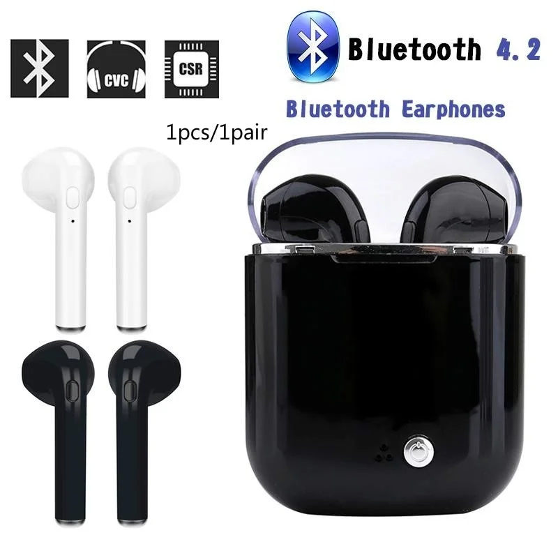 I7 TWS Bluetooth наушники с зарядным устройством двойные наушники стерео звук для смартфона iPhone samsung Xiaomi huawei
