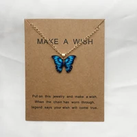 butterfly choker necklace for women girls designs with make a wish tags jewelry gift wholesale