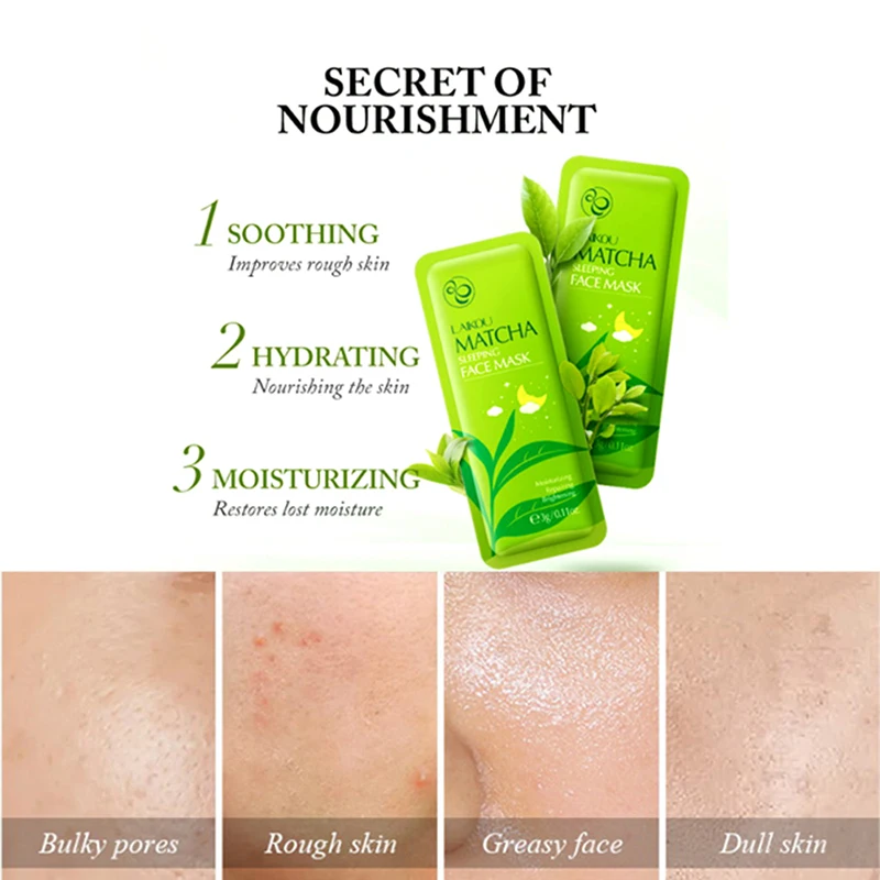 

Matcha Moisturizing Sleeping Face Mud Mask Packs Anti wrinkle Night Facial Pack Moisturize Anti-Aging Mask For Facecare