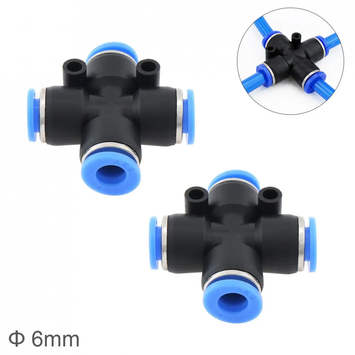 

2pcs/lot 6mm Cross Type APE Plastic Four-way Pneumatic Quick Connector Pneumatic Insertion Air Tube for Air Tool Quick Fitting