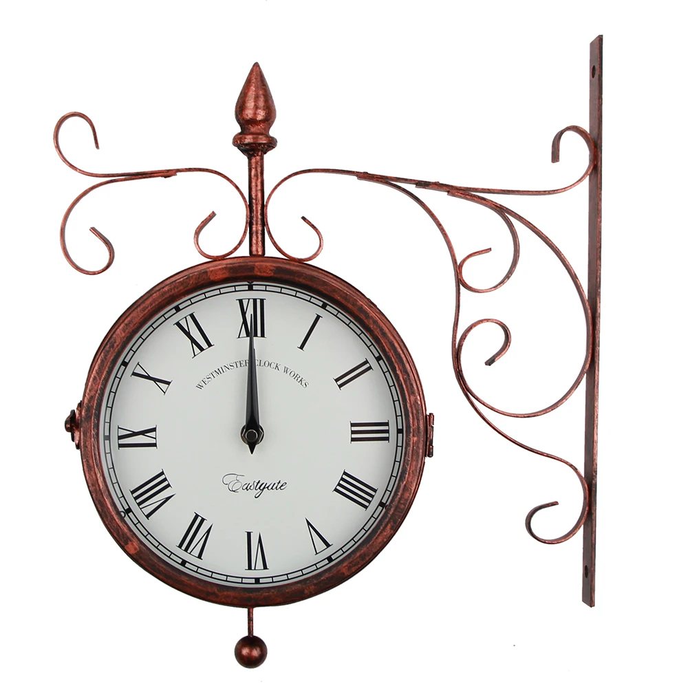 

2021 Hot Sale Double Face Retro Wall Clock Classic Double Sided Wall Clocks Outside Rooster Iron Art Wall Clock Watch Home Decor