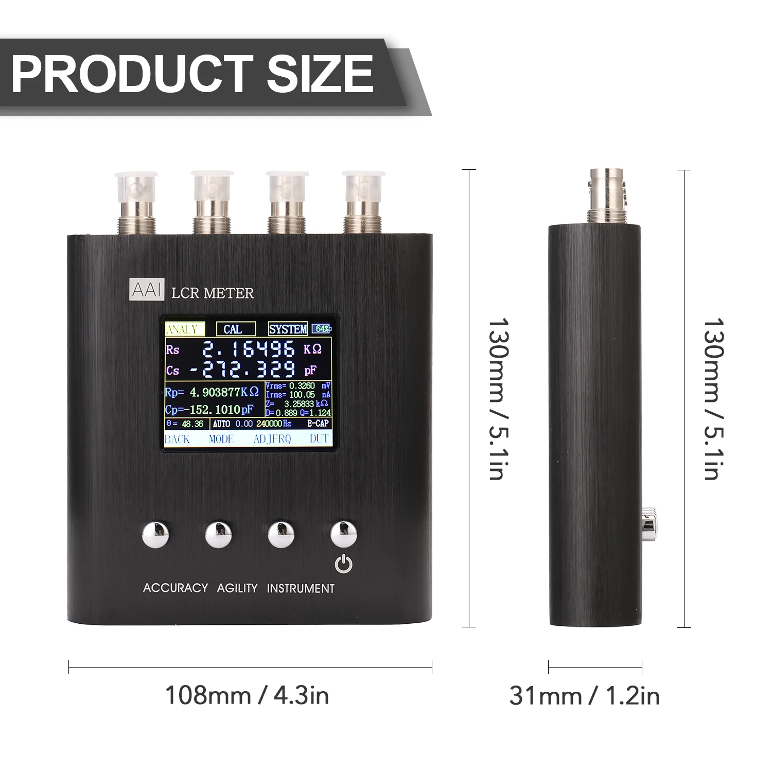 

50Hz~100KHz-24 Frequency Points 2.4 In TFT LCR Meter Digital Bridge Impedance Tester Measure Resistance Ccapacitance Inductance