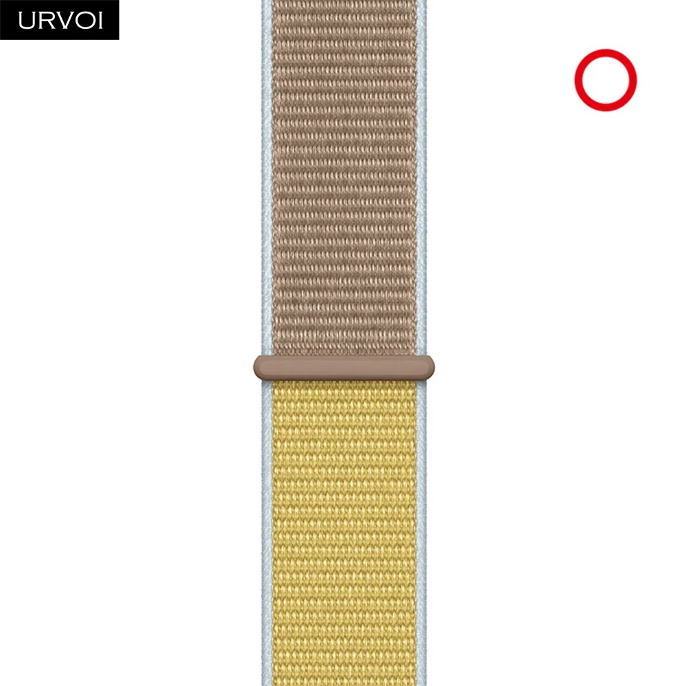URVOI, Спортивная петля для apple watch, серия 4, 5, 3, 2, 1, ремешок для iwatch, двухслойный Воздухопроницаемый ремешок, тканый нейлоновый дракон, фрукты, 44 мм - Цвет ремешка: Camel