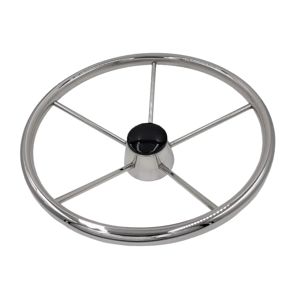 

340mm 13-1/2 inch Stainless Steel Pontoon Boat Steering Wheel 5-Spoke (Silver)