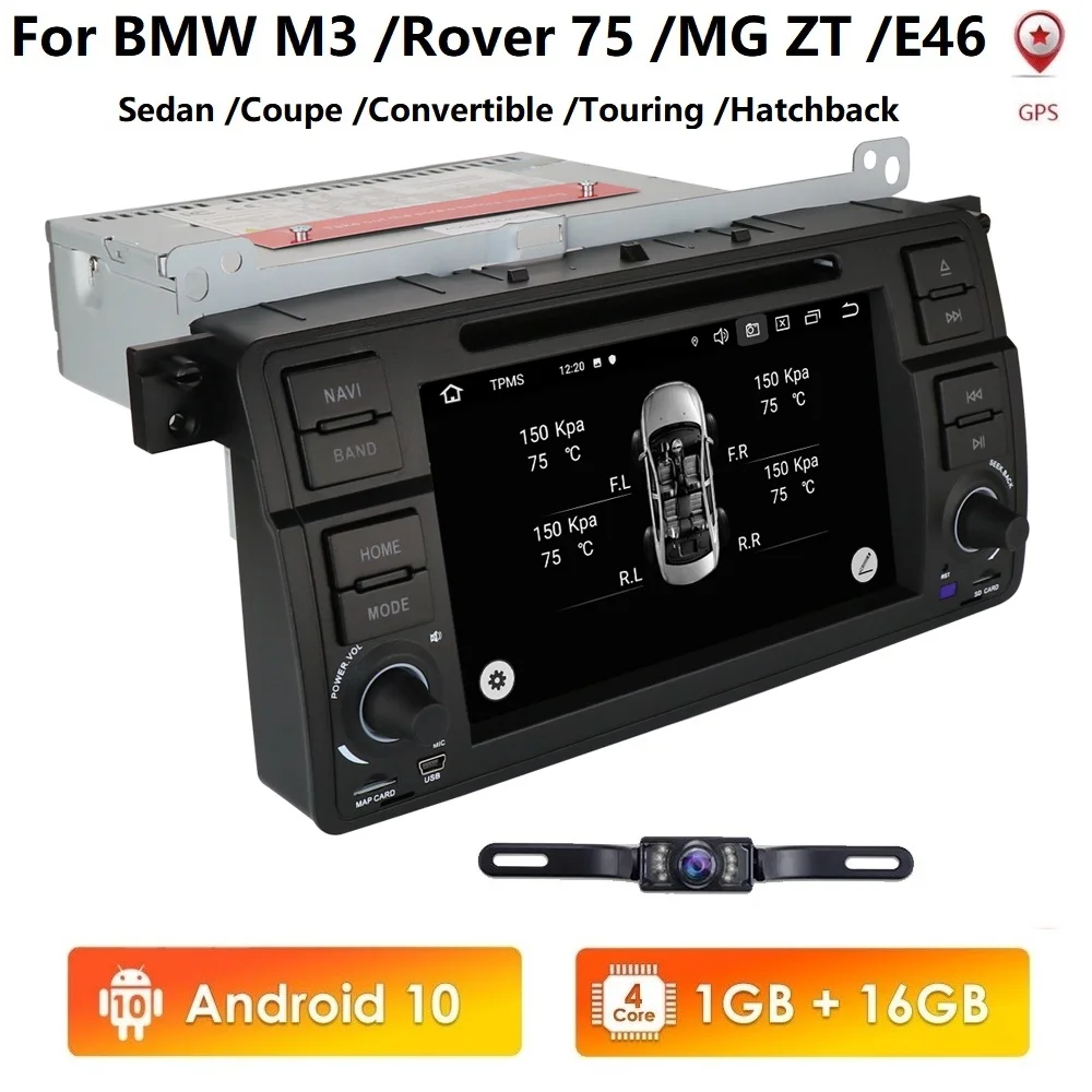 1din Android 10 GPS автомобильный DVD плеер для BMW E46 /Rover 75/MG ZT навигация мультимедийный mirror