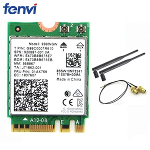 Беспроводная, для Intel AC 9260 9260NGW 802.11ac NGFF Wi-Fi Bluetooth 5,0 карта + 6 дБи IPEX MHF4 U.fl к RP-SMA комплект внешней антенны