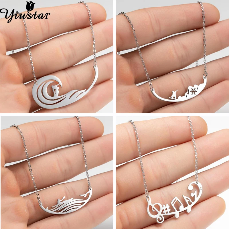 Женское и мужское Спортивное ожерелье из нержавеющей стали модное летнее для