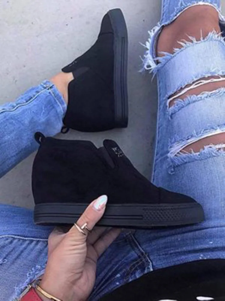 

2020 New Flock High Heel Lady Casual Women Sneakers Leisure Platform Shoes Breathable Height Increasing Shoes Sneakers