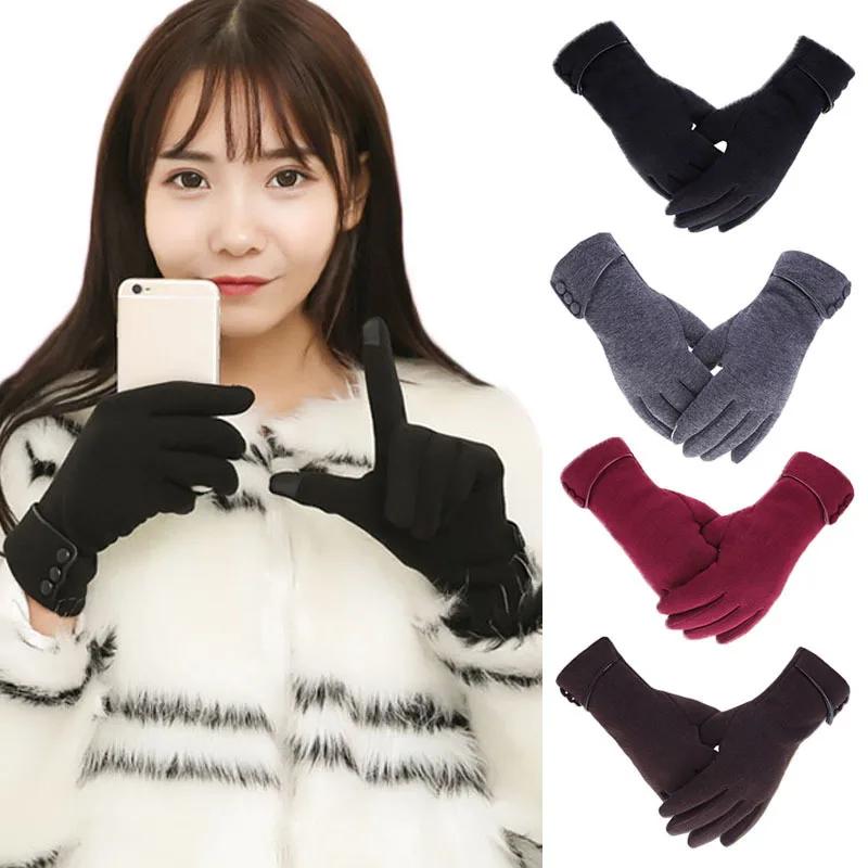 

Autumn Winter Women Windproof Glove Driving Ski Touch Screen Outdoor cycling Plush Gloves