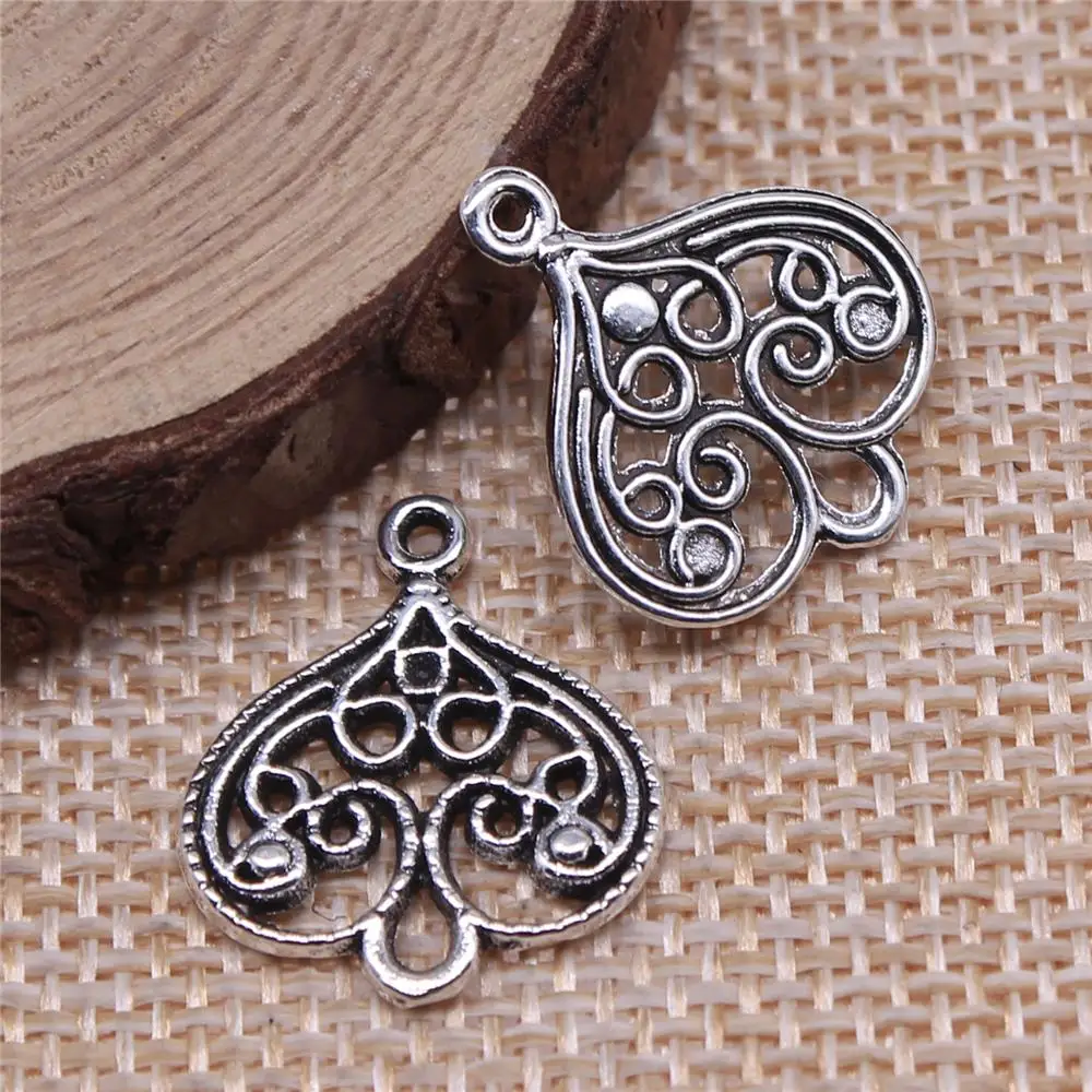 

20Pcs 20x17mm Antique Silver Color Heart Connector Charms For DIY Bracelet Necklace Jewelry Making