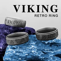 316l stainless steel odin viking amulet rune fashion style men and women fashion word retro ring jewelry gift wholesale