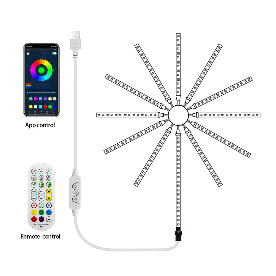 RGB-ленсветильник светодиодная с питанием от USB 5050 и пультом ДУ | Освещение