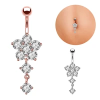 woman belly button piercing long dangled shinny crystal piercings flower navel rings female accessories women sexy body jewelry